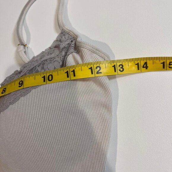 y2k vintage cream and gray lace trim padded tank top fairy coquette cottagecore - Picture 6 of 7